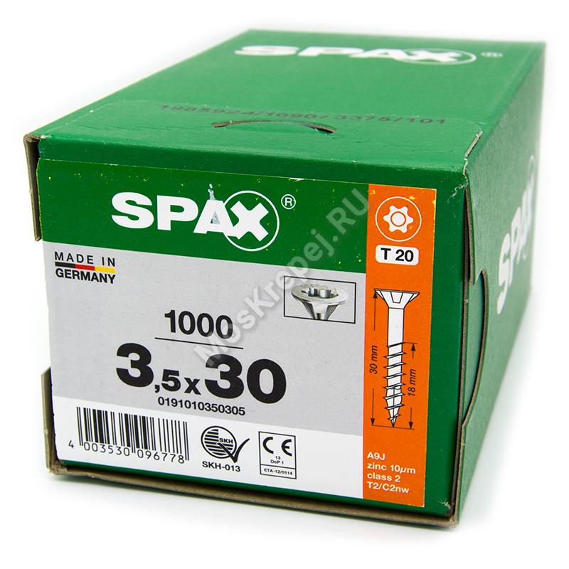 Саморез SPAX 3,5x30 универс. потай. неполная резьба (1000 шт.)