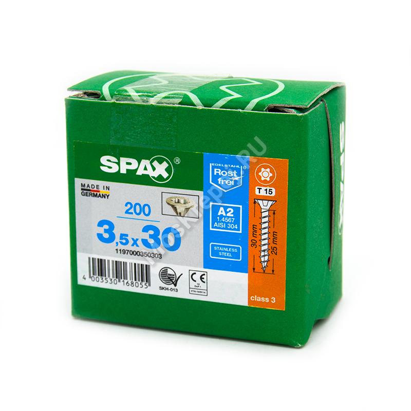 Саморез универсальный SPAX 3,5x30 нержавеющая сталь A2, полная резьба