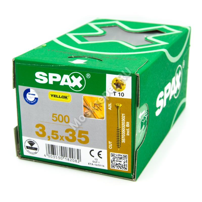 Саморезы SPAX 3.5x35 желтый (500 шт. + бита)