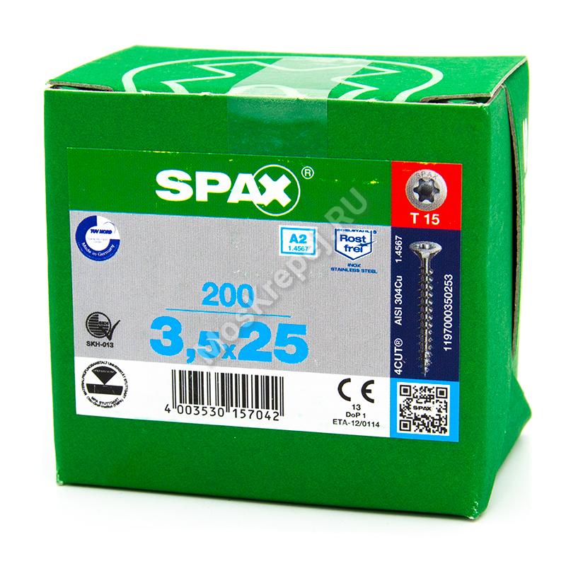 Саморез универсальный SPAX 3,5x25 нержавеющая сталь A2 (200шт.)