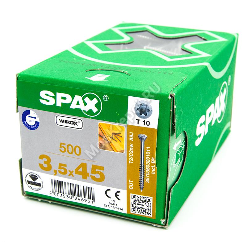 Саморезы SPAX 3.5x45 для деревянных полов, имитации бруса, вагонки, паркета (500 шт. + бита)