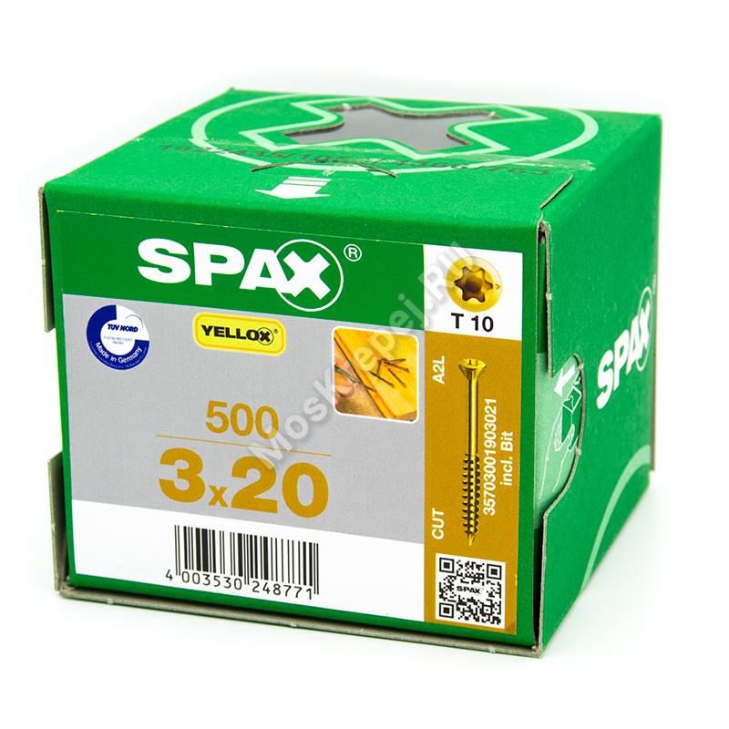 Саморезы SPAX 3x20 для паркета и инженерной доски (500 шт. + бита)