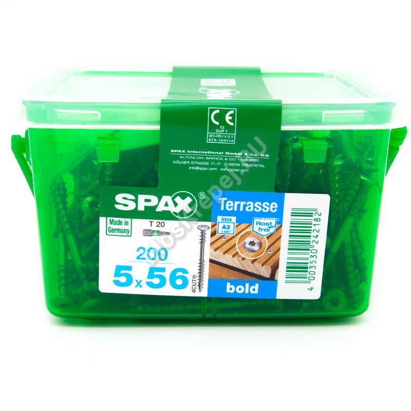 Саморезы SPAX 5,0х56 А2 для террасной доски с прессшайбой (200 шт.)