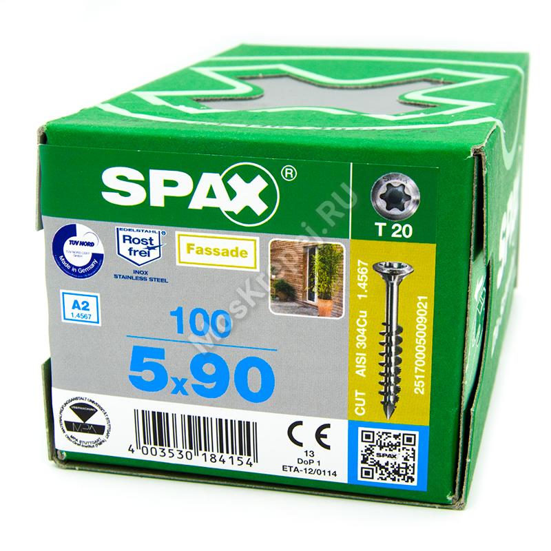 Саморез SPAX 5x90 для фасадной доски из нержавейки