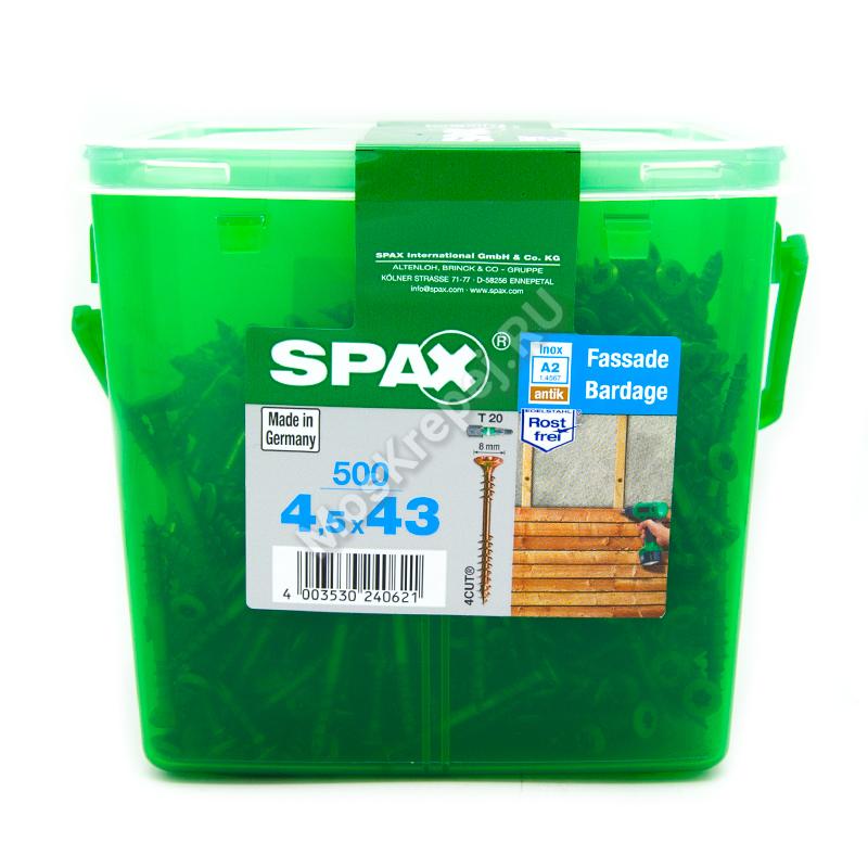 Саморез SPAX 4.5x43 antic для фасадной доски из нержавейки (500 шт.)