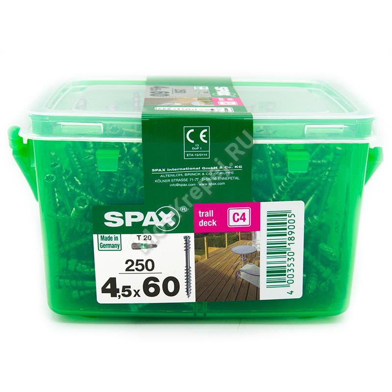Саморезы SPAX D 4.5x60 для террасной доски wirox (250 шт. + бита)