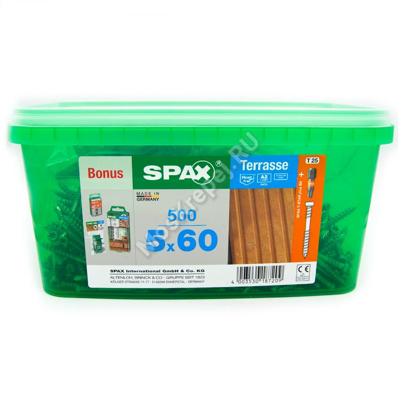 Комплект саморезов SPAX D 5x60 для террасной доски из нержавейки (500 шт.)