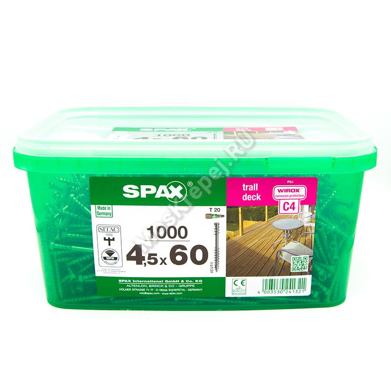 Саморезы SPAX D 4.5x60 для террасной доски wirox (1000 шт. + бита)