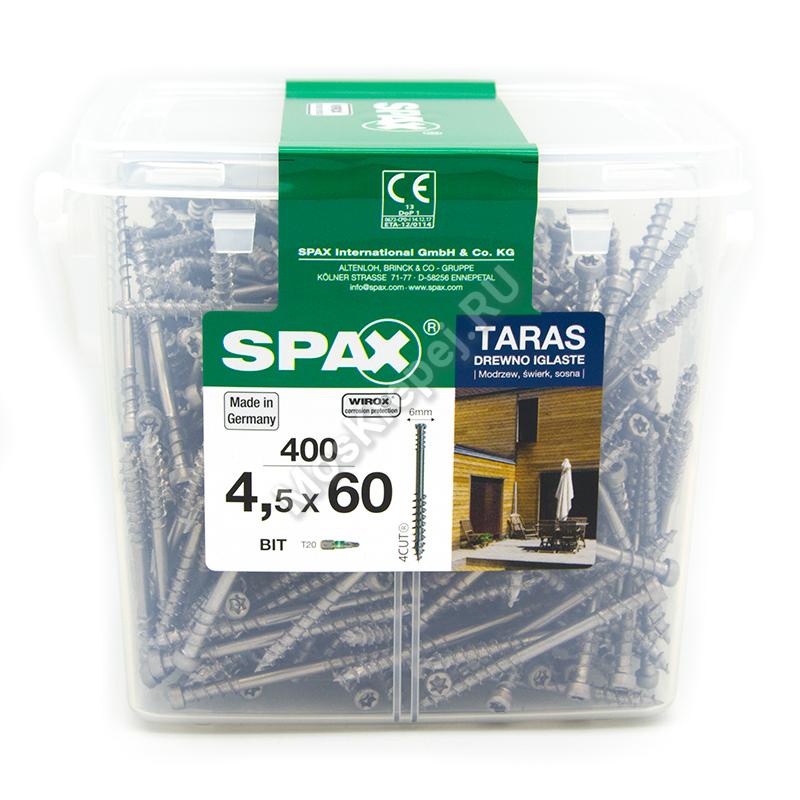 Саморезы SPAX D 4.5x60 для террасной доски wirox (400 шт. + бита) 