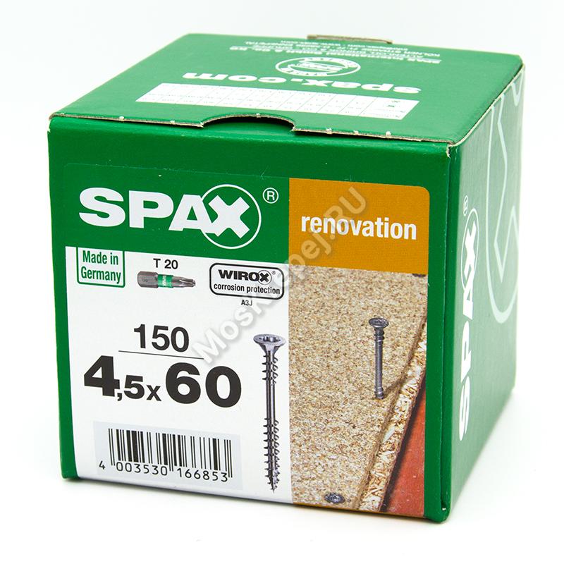 Саморезы SPAX 4.5x60 для крепления OSB, МДФ, ДСП и фанеры (150 шт. + бита)