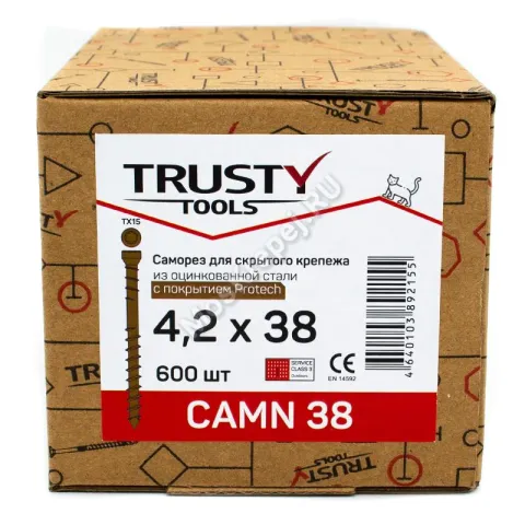 Саморезы для скрытого крепежа CAMN 4.2x38 (600 шт. + бита)