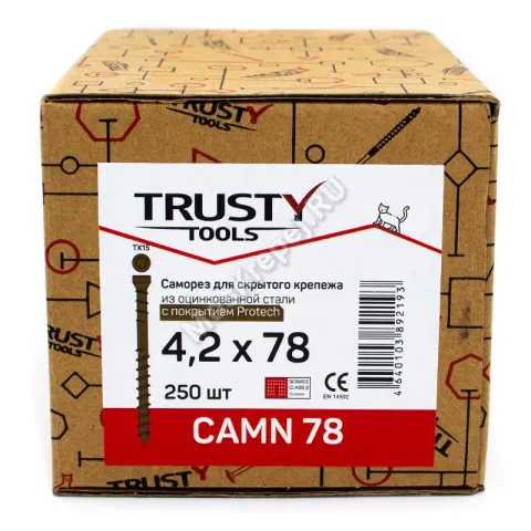 Саморезы для скрытого крепежа CAMN 4.2x78 (250 шт. + бита)