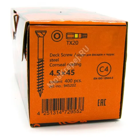 Саморезы Deck Screw 4.5x45 для террасной доски и фасадов (400 шт.)