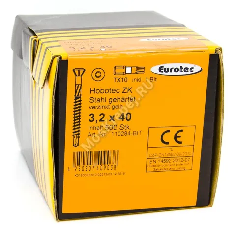 Саморезы Eurotec (евротек) 3.2x40 (500 шт. + бита)