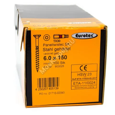 Саморез Eurotec 6x150 Paneltwistec Потайная головка