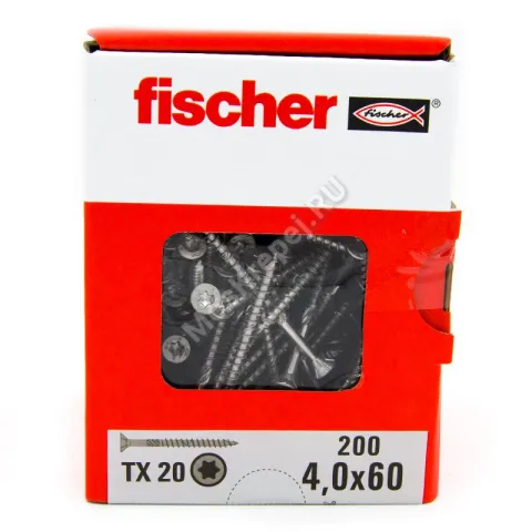 Саморезы Fischer 4x60 для ДСП и фасада из нержавейки (200шт.)