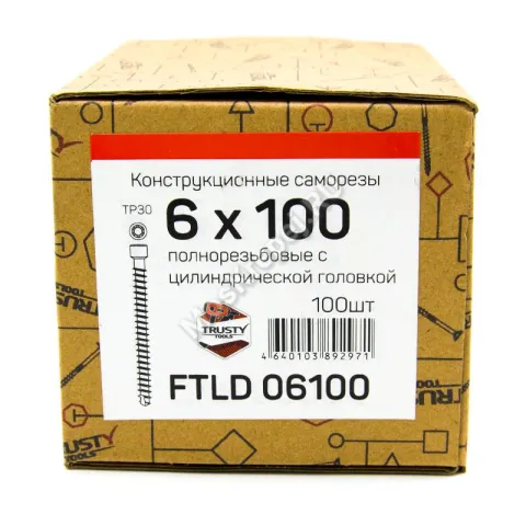 Конструкционные саморезы с полной резьбой FTLD 6x100 (100 шт. + бита)
