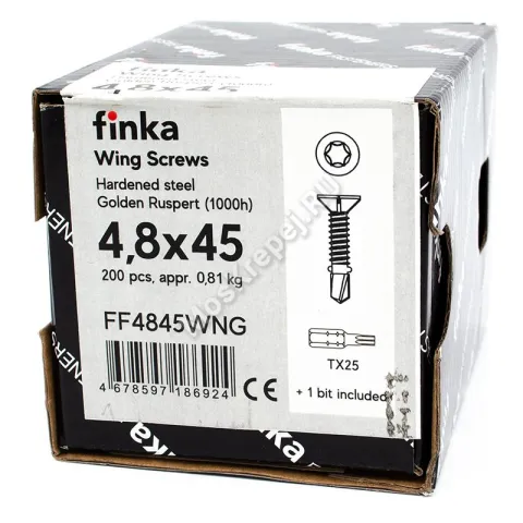 Саморез флюгель Finka Wing Screws 4,8x45 Golden Ruspert (200 шт.)
