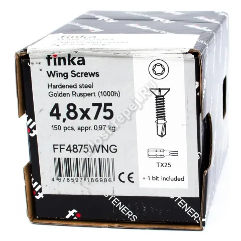 Саморез флюгель Finka Wing Screws 4,8x75 Golden Ruspert (150 шт.)