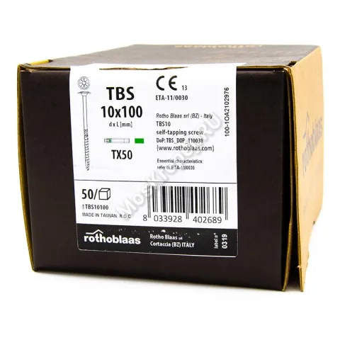 Конструкционные саморезы Rothoblaas TBS 10x100 тарельчатая головка (50шт.)