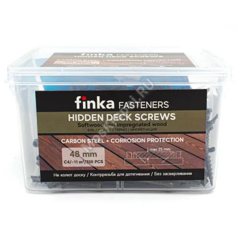 Саморезы Finka Hidden Deck Screws 48 мм (350 шт. + бита)