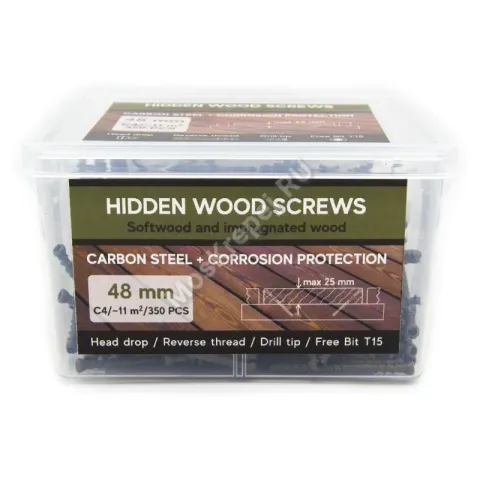 Саморезы Hidden Wood Screws 48 мм (350 шт. + бита)
