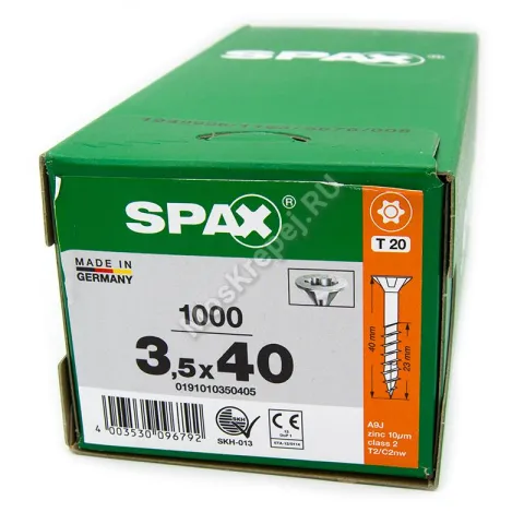 Саморез SPAX 3,5x40 универс. потай. не полная резьба