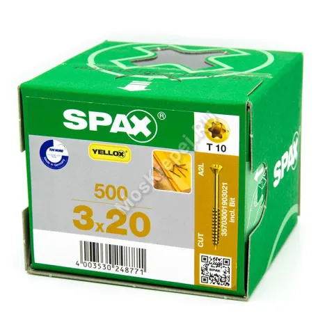 Саморезы SPAX 3x20 для паркета и инженерной доски (500 шт. + бита)