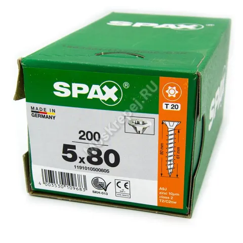 Саморез универсальный SPAX 5x80 полная резьба (200 шт.)