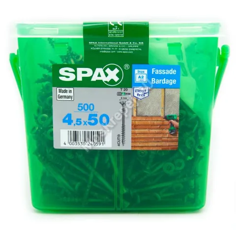 Саморез SPAX 4.5x50 A2 для фасадной доски из нержавейки (500 шт.)