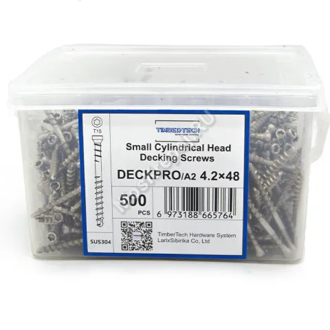 Саморезы для скрытого крепежа DeckPro 4.2x48 нержавеющая сталь (500шт. + бита)
