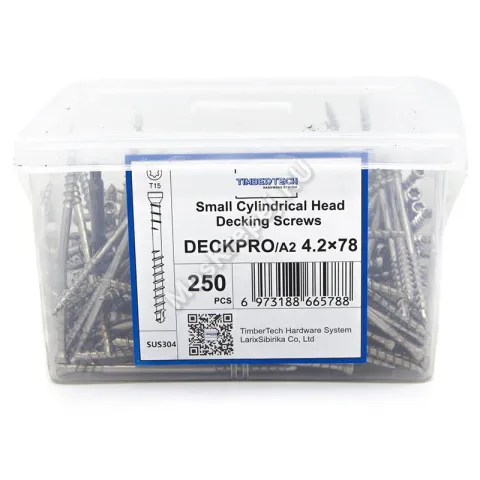 Саморезы для скрытого крепежа DeckPro 4.2x78 нержавеющая сталь (250 шт. + бита)