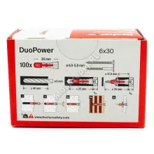 Дюбель Fischer DUOPOWER 6x30 универсальный (100 шт.)