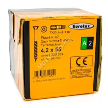 Саморезы Eurotec FloorFix A2 4.2x55 для террасной доски и фасадов (250шт. + бита)