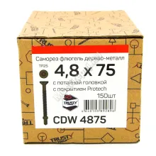 Саморез флюгель CDW 4,8x75 для крепления дерево к металлу (150 шт. + бита)
