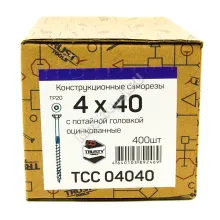 Конструкционные саморезы TCC 4x40 потайная головка (400 шт. + бита)