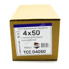 Конструкционные саморезы TCC 4x50 потайная головка (400 шт. + бита)
