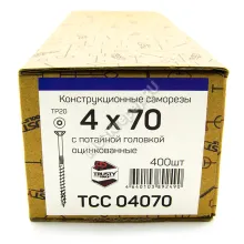 Конструкционные саморезы TCC 4x70 потайная головка (400 шт. + бита)