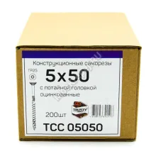 Конструкционные саморезы TCC 5x50 потайная головка (200 шт. + бита)