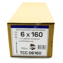 Конструкционные саморезы TCC 6x160 потайная головка (100 шт. + бита)