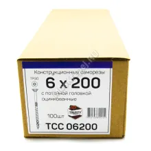 Конструкционные саморезы TCC 6x200 потайная головка (100 шт. + бита)