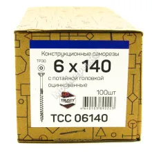 Конструкционные саморезы TCC 6x140 потайная головка (100 шт. + бита)