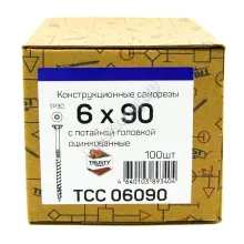 Конструкционные саморезы TCC 6x90 потайная головка (100 шт. + бита)
