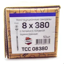 Конструкционные саморезы TCC 8x380 потайная головка (50 шт. + бита)