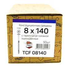 Конструкционные саморезы TCF 8x140 тарельчатая головка (50 шт. + бита)