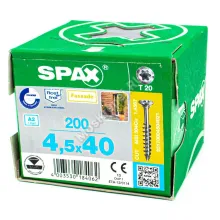 Саморез для фасадной доски SPAX 4.5x40 неполная резьба, с потайной головкой, нержавеющая сталь A2 (200шт.)