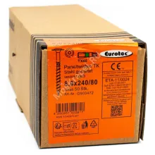Конструкционные саморезы Eurotec 8x240 Paneltwistec Тарельчатая головка, сталь с желтой оцинковкой