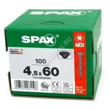 Саморез универсальный SPAX 4.5x60 Black BLAX потай. полная резьба (100 шт.)