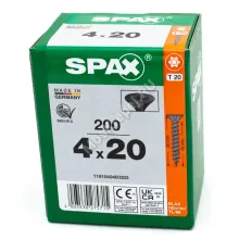 Саморез универсальный SPAX 4x20 Black BLAX потай. полная резьба (200 шт.)