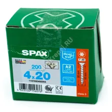 Саморез универсальный SPAX 4x20, полная резьба, нержавеющая сталь A2 (200шт.)